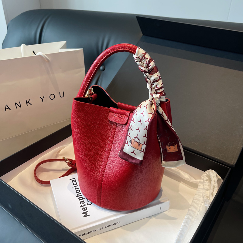 Luxury Bags For Women Sale - Red PU Bucket Shoulder and Crossbody