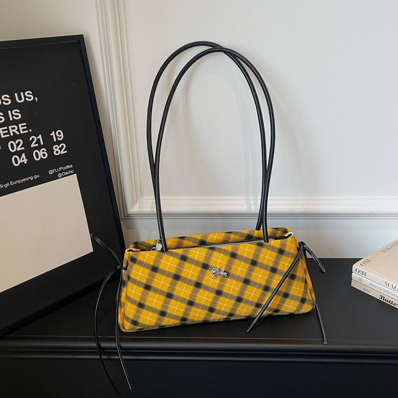 Luxury Bags Affordable - Fashion Microfiber Striped Plaid Zipper Bow