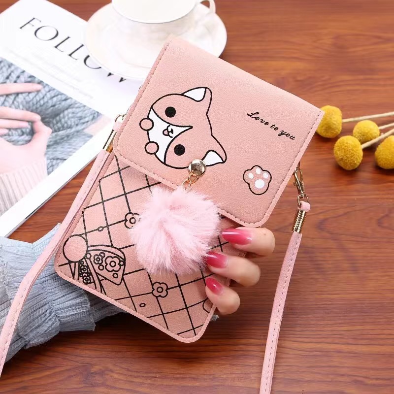 Shoulder Bag Slouchy - Cute Cartoon Pattern Touch-Screen Phone Bag