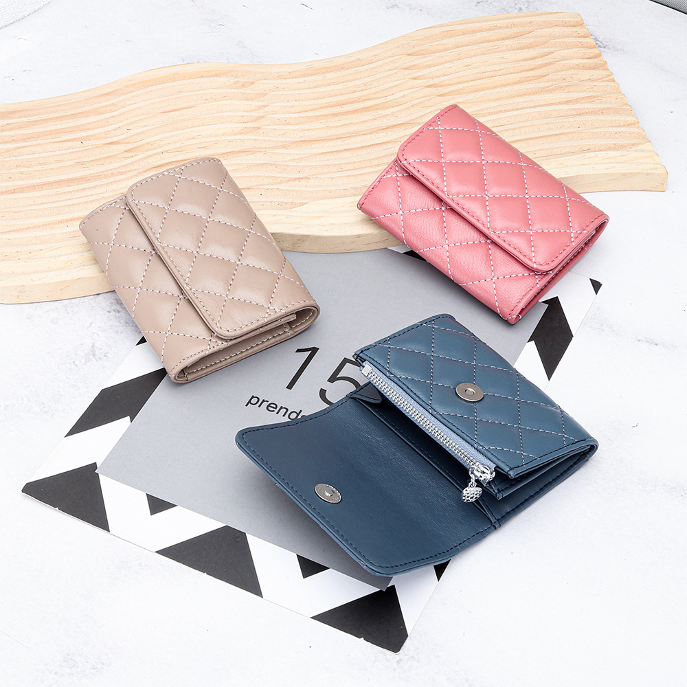 Luxury Bags Names - Sheepskin Quilted Card Holder Women Bifold