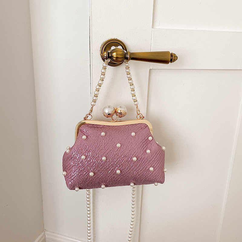 Luxury Bags Affordable - Glitter Pearl Decor Kiss Lock Evening