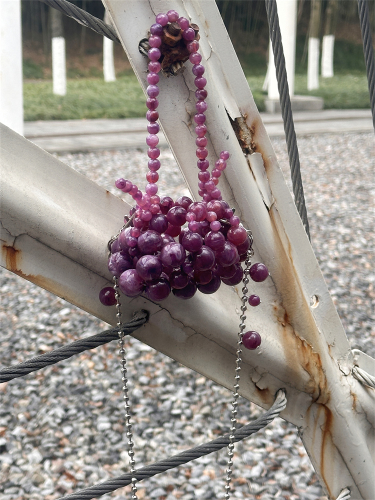 Girls Mini Purple Beaded  Clut - Luxury Bags For Kids 评论和价格
