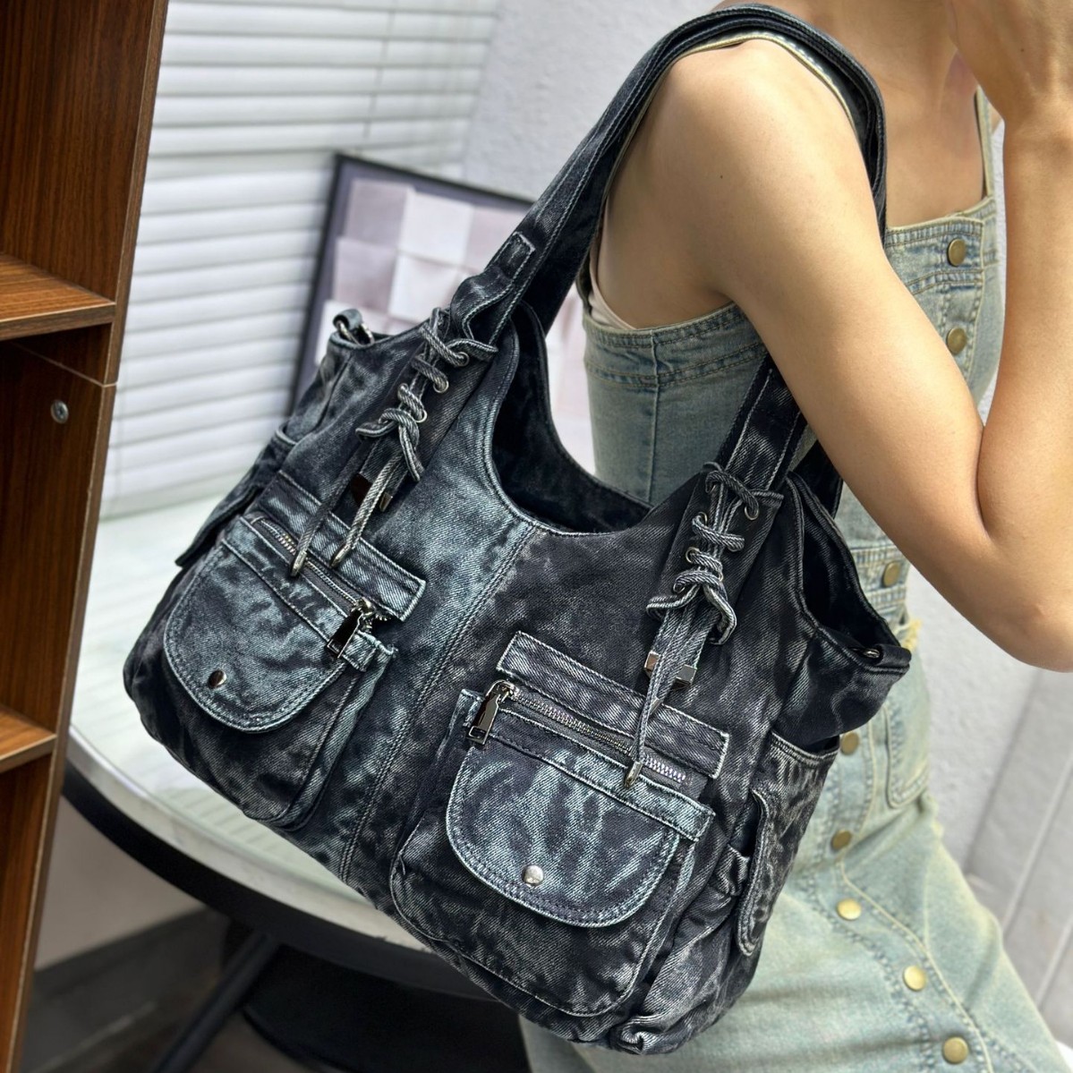 Women's Denim Bag Y2K Vintage  - Wristlet Wallet Zipper 评论和价格