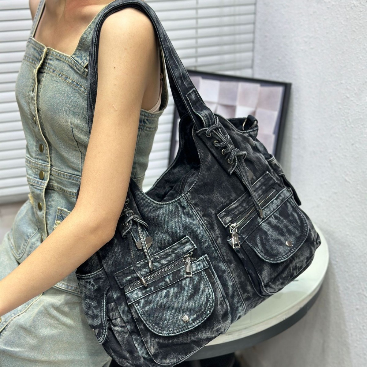 Women's Denim Bag Y2K Vintage  - Wristlet Wallet Zipper 评论和价格