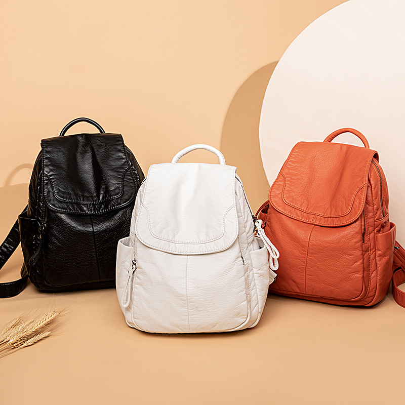 Women's Backpack White Washed  - Shoulder Bag Slouchy 评论和价格