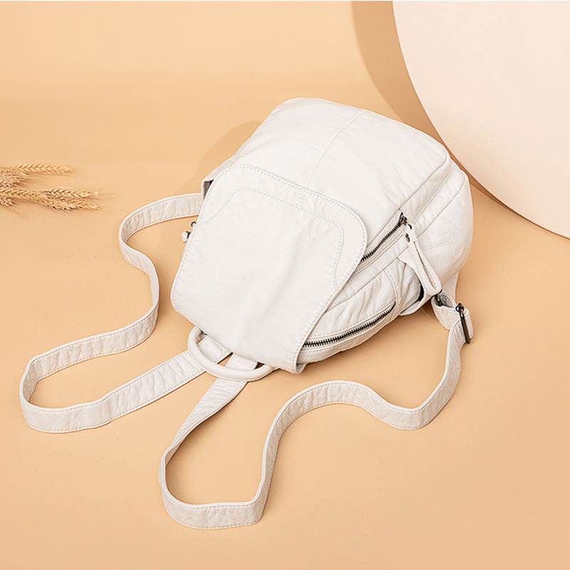 Women's Backpack White Washed  - Shoulder Bag Slouchy 评论和价格