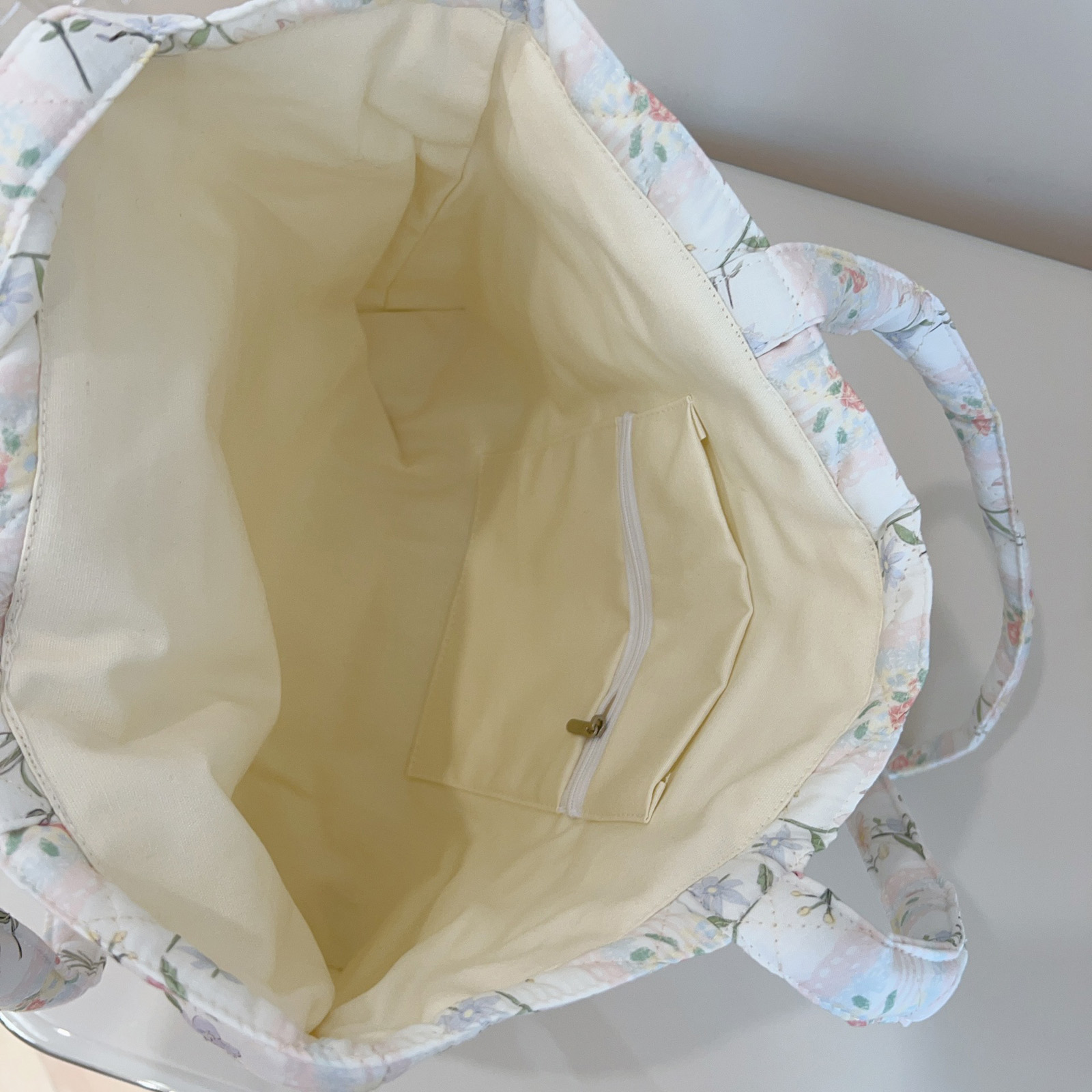 French Floral Quilted Tote Bag - Shoulder Bag Slouchy 评论和价格