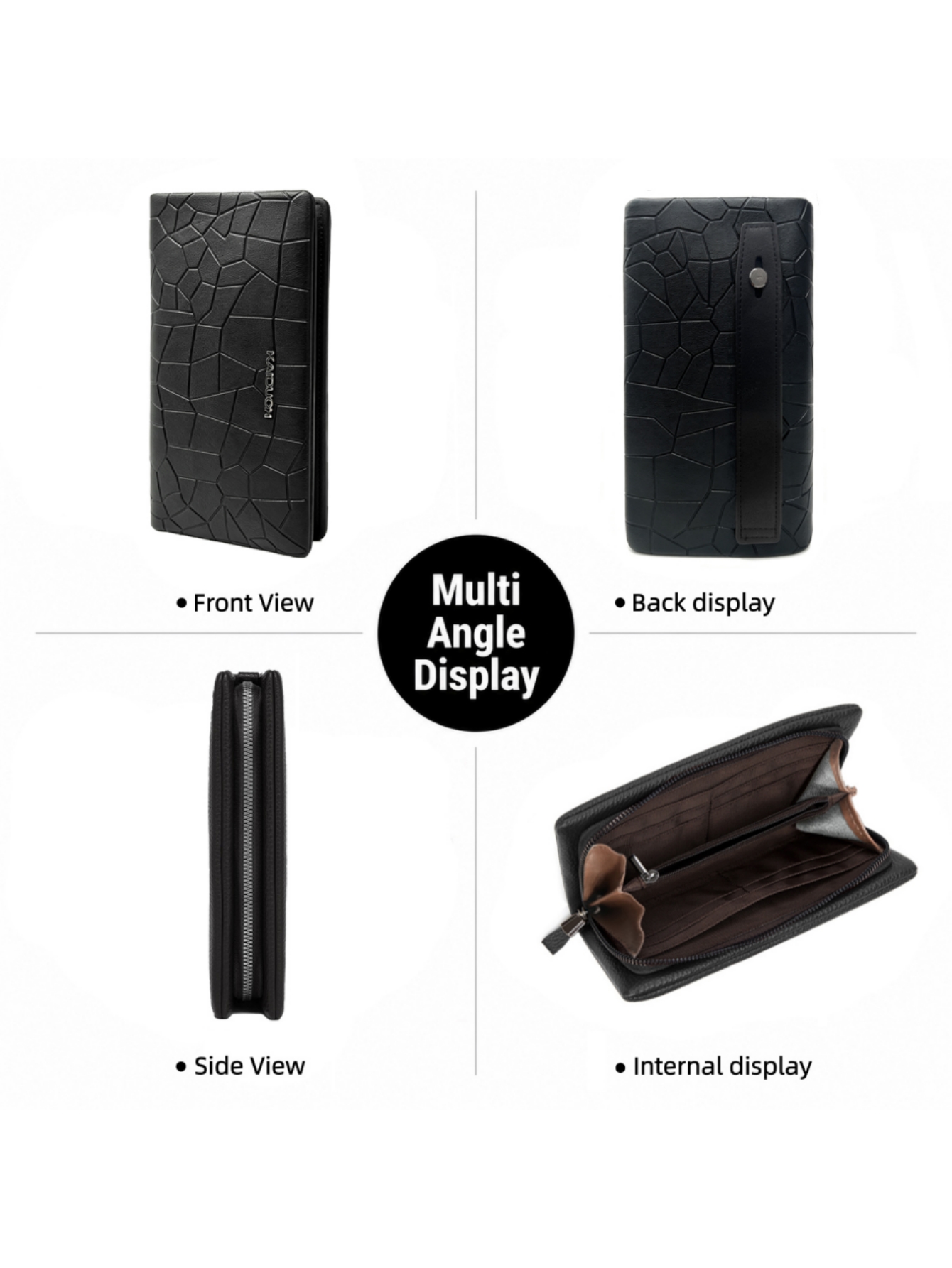 Men Geometric Stone Pattern PU - Wristlet Wallet Zipper 评论和价格