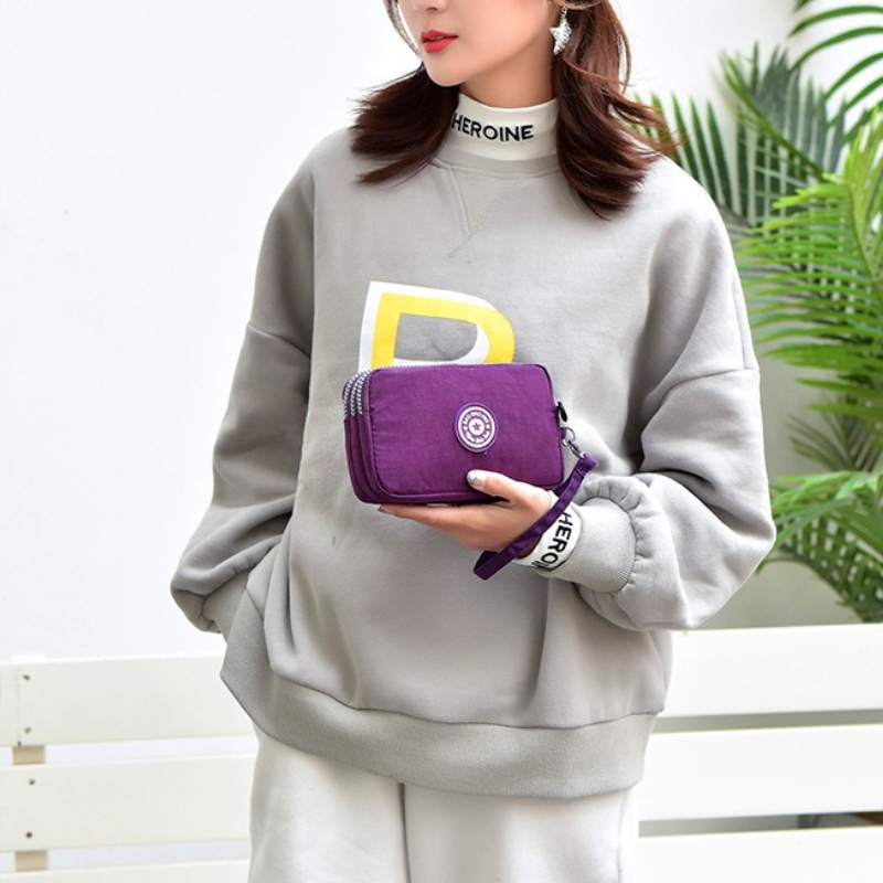 Stylish Floral Print Multi-Zip - Wristlet Wallet Zipper 评论和价格