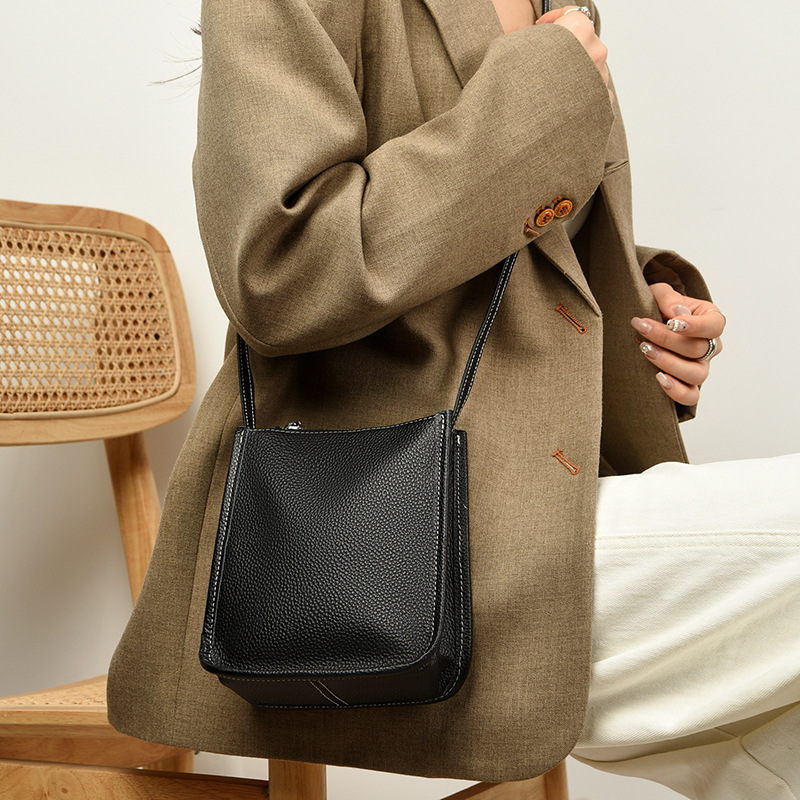 Genuine Leather Women Messenge - Wristlet Wallet Zipper 评论和价格
