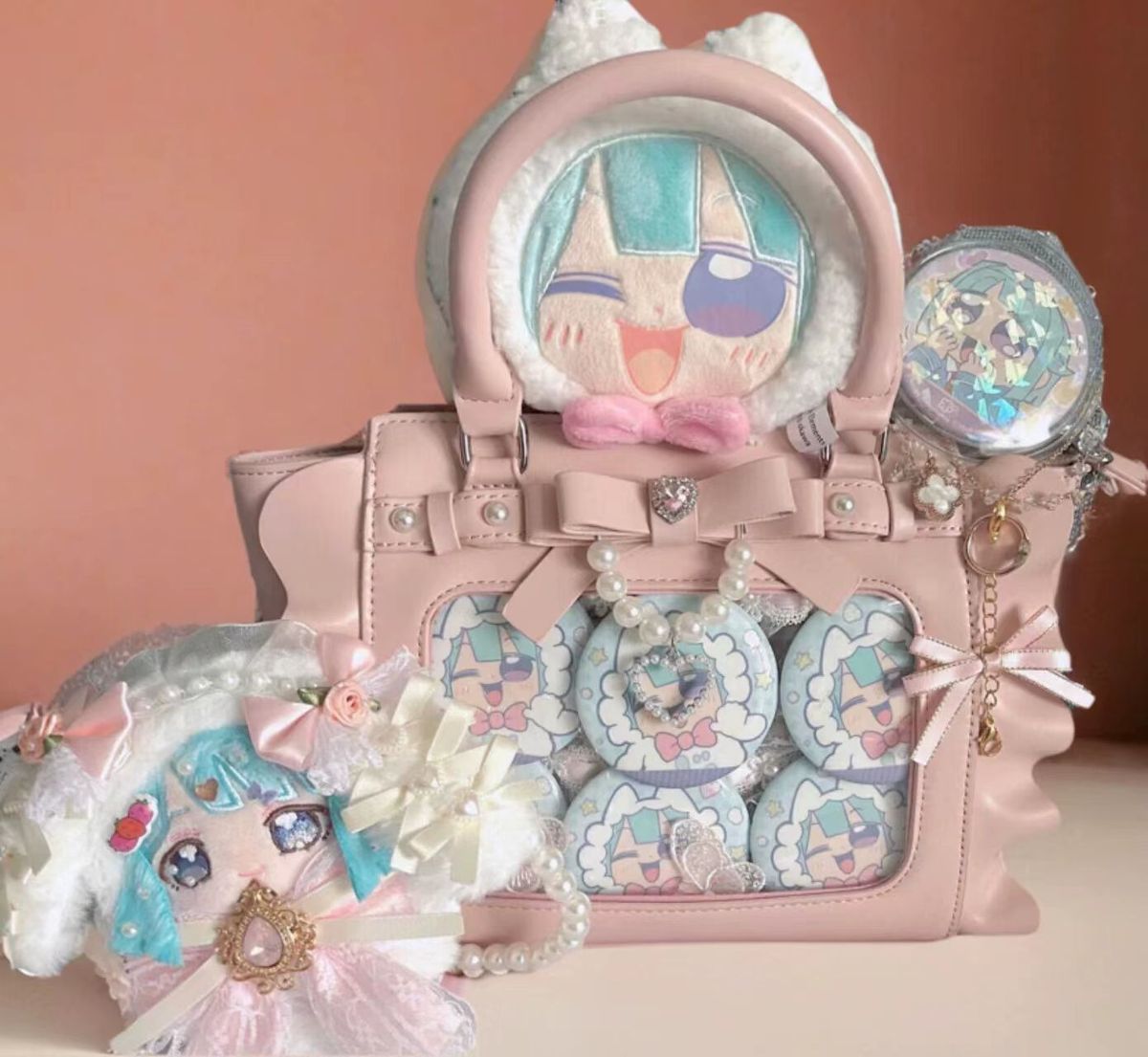 Harajuku Square Pink Ita Bag W - Wristlet Wallet Zipper 评论和价格